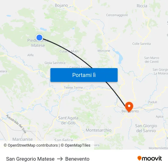 San Gregorio Matese to Benevento map