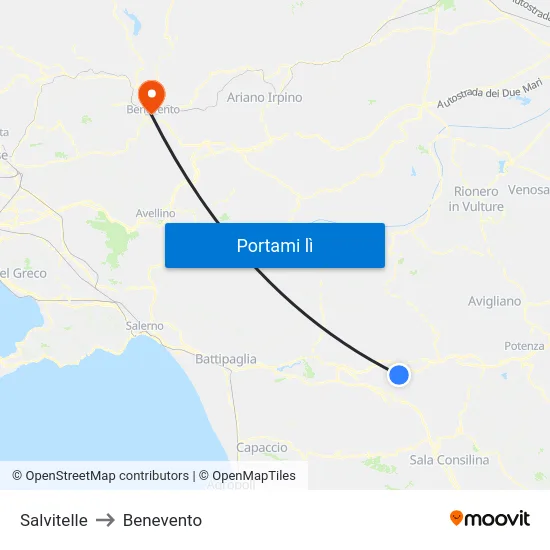 Salvitelle to Benevento map