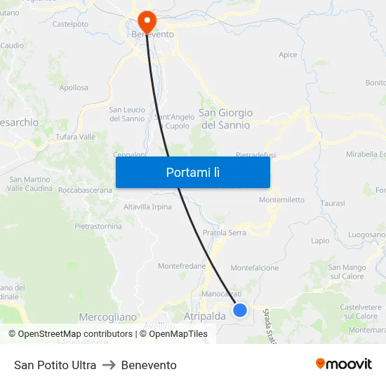San Potito Ultra to Benevento map