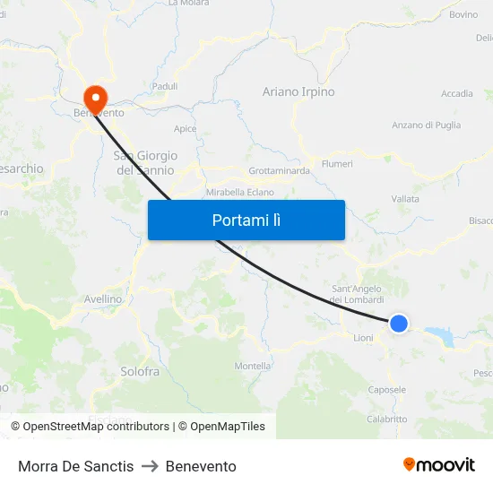 Morra De Sanctis to Benevento map
