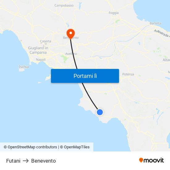 Futani to Benevento map
