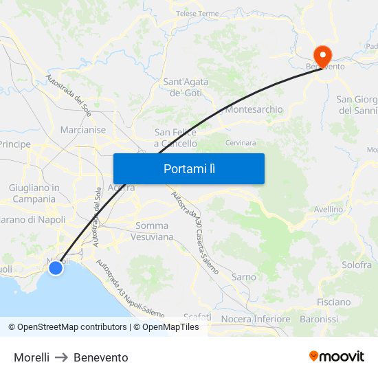 Morelli to Benevento map