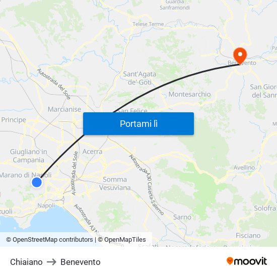 Chiaiano to Benevento map