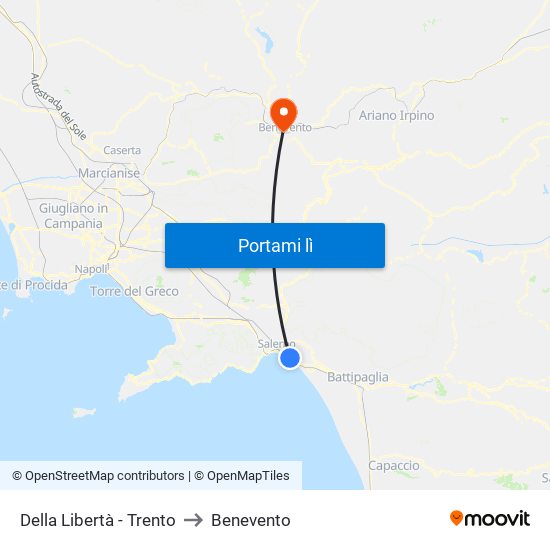 Della Libertà - Trento to Benevento map
