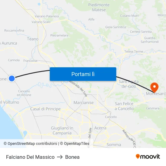 Falciano Del Massico to Bonea map