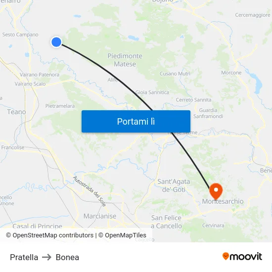 Pratella to Bonea map