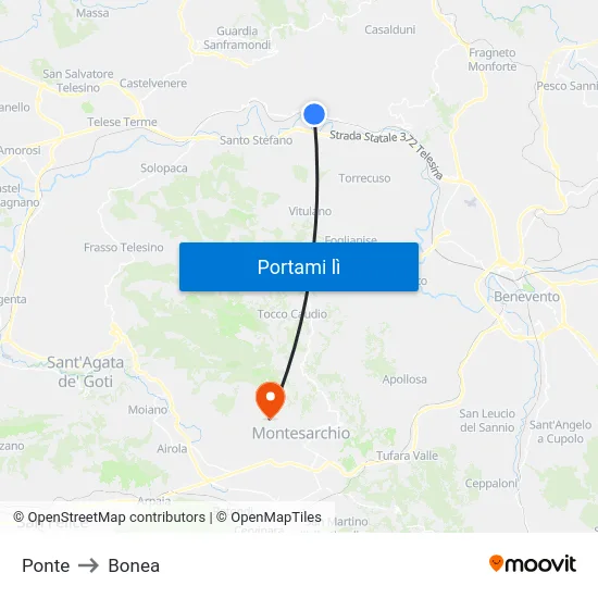 Ponte to Bonea map