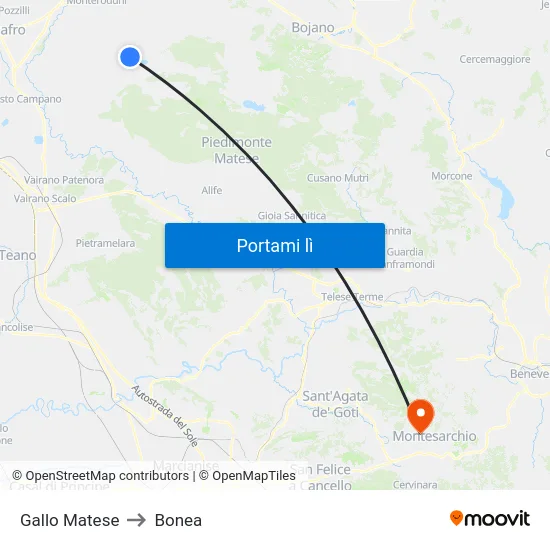 Gallo Matese to Bonea map