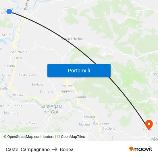 Castel Campagnano to Bonea map