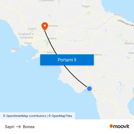 Sapri to Bonea map