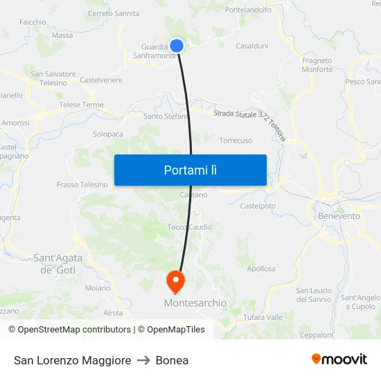 San Lorenzo Maggiore to Bonea map