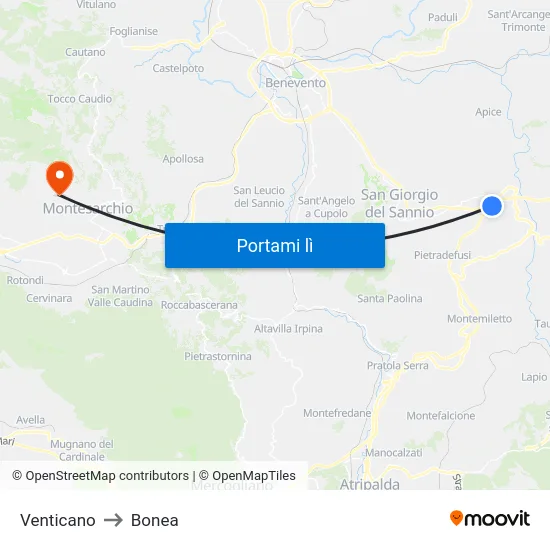 Venticano to Bonea map