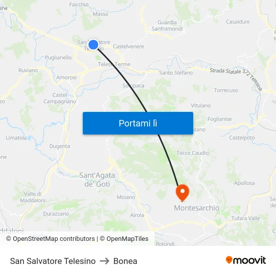 San Salvatore Telesino to Bonea map