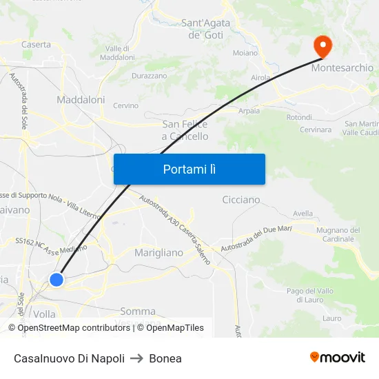 Casalnuovo Di Napoli to Bonea map