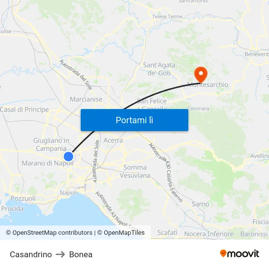 Casandrino to Bonea map