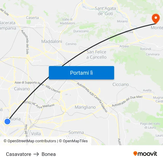 Casavatore to Bonea map