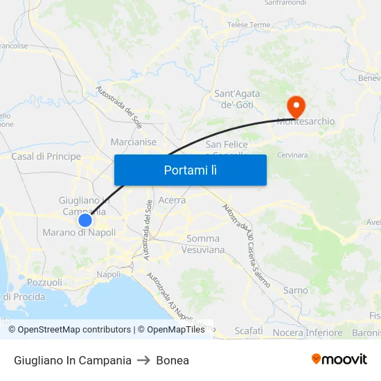 Giugliano In Campania to Bonea map