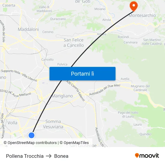 Pollena Trocchia to Bonea map
