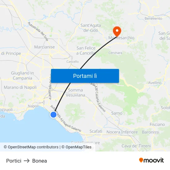 Portici to Bonea map