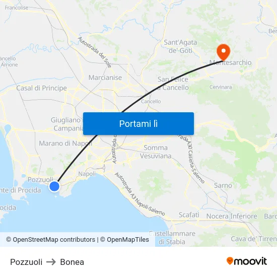 Pozzuoli to Bonea map
