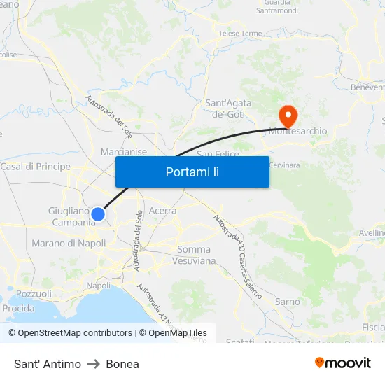 Sant' Antimo to Bonea map