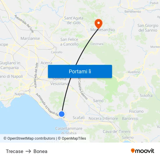 Trecase to Bonea map