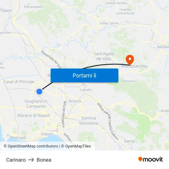 Carinaro to Bonea map