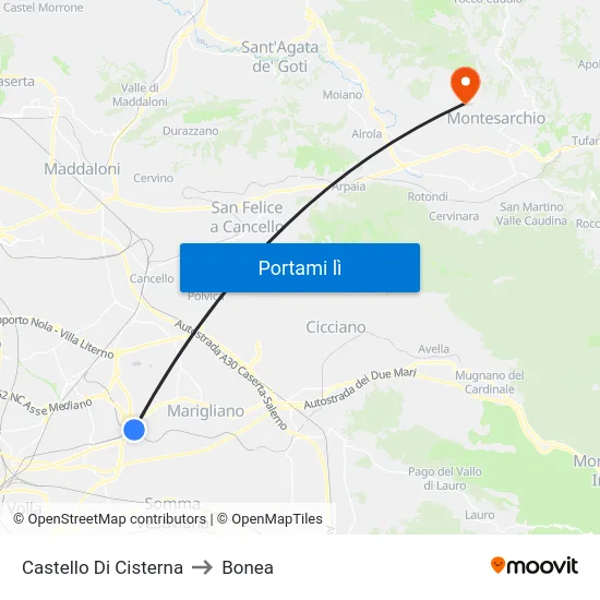 Castello Di Cisterna to Bonea map