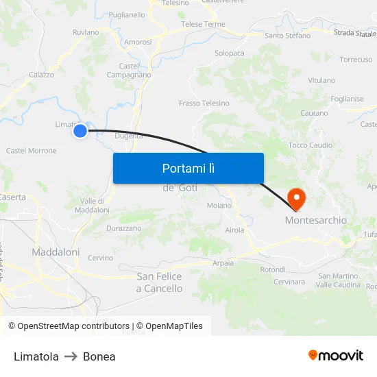 Limatola to Bonea map