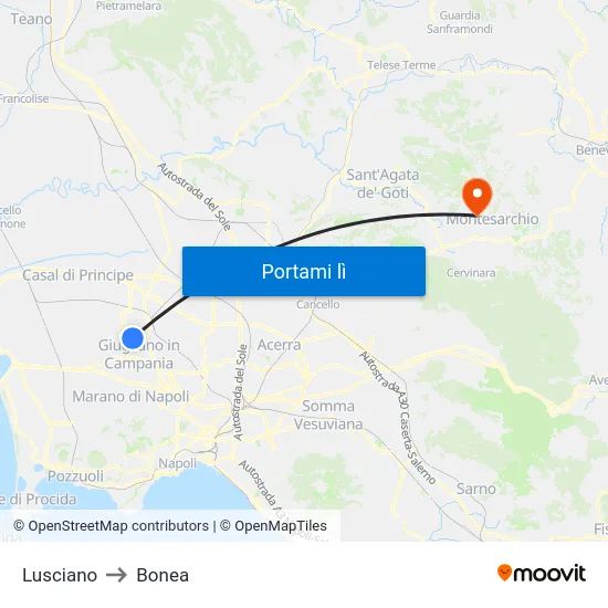 Lusciano to Bonea map
