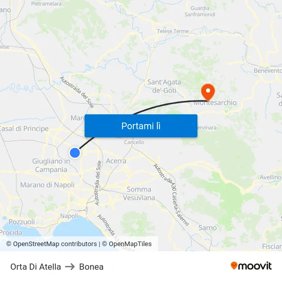 Orta Di Atella to Bonea map