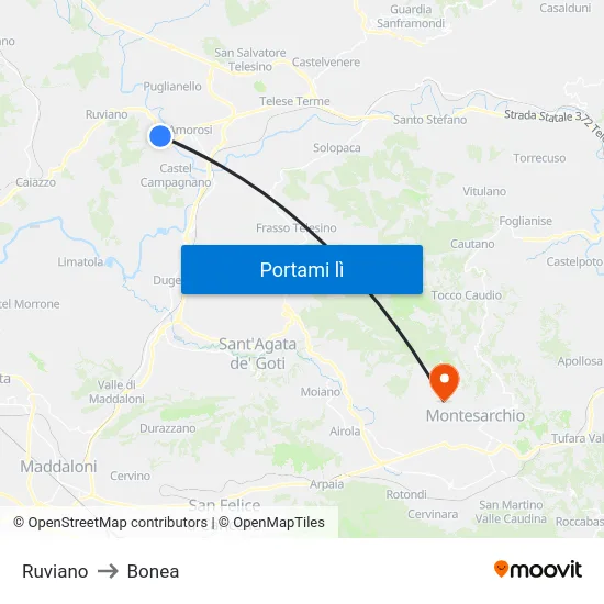 Ruviano to Bonea map