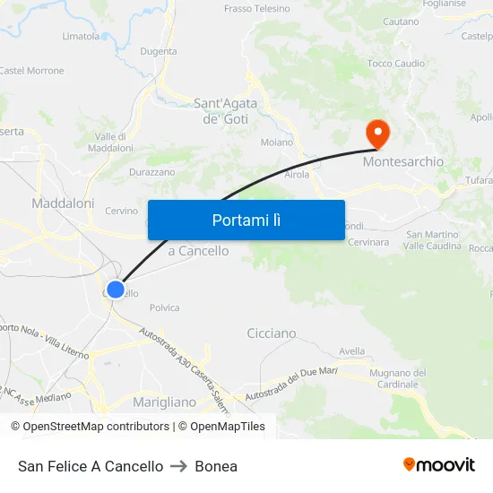 San Felice A Cancello to Bonea map