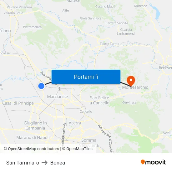 San Tammaro to Bonea map