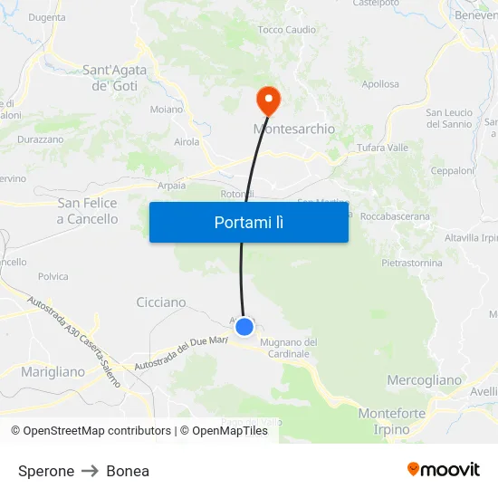 Sperone to Bonea map