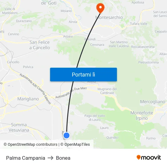 Palma Campania to Bonea map