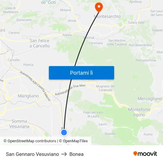 San Gennaro Vesuviano to Bonea map
