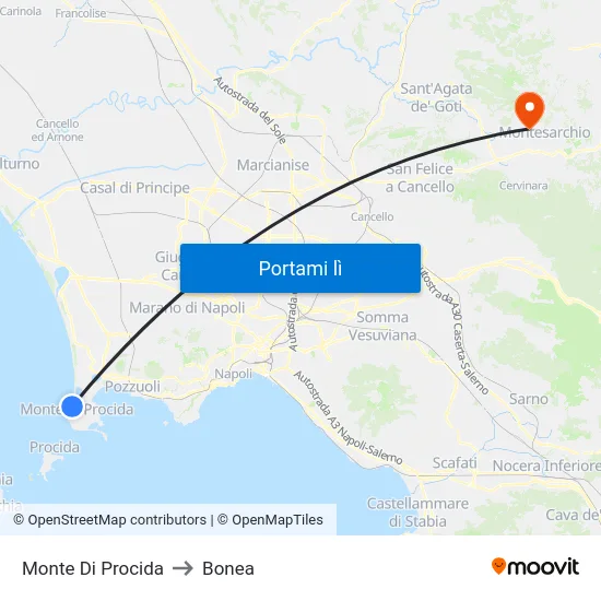 Monte Di Procida to Bonea map