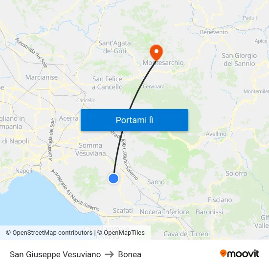 San Giuseppe Vesuviano to Bonea map