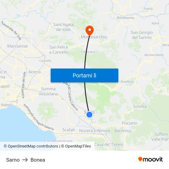 Sarno to Bonea map