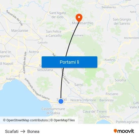 Scafati to Bonea map