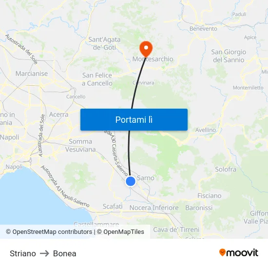 Striano to Bonea map