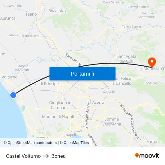 Castel Volturno to Bonea map
