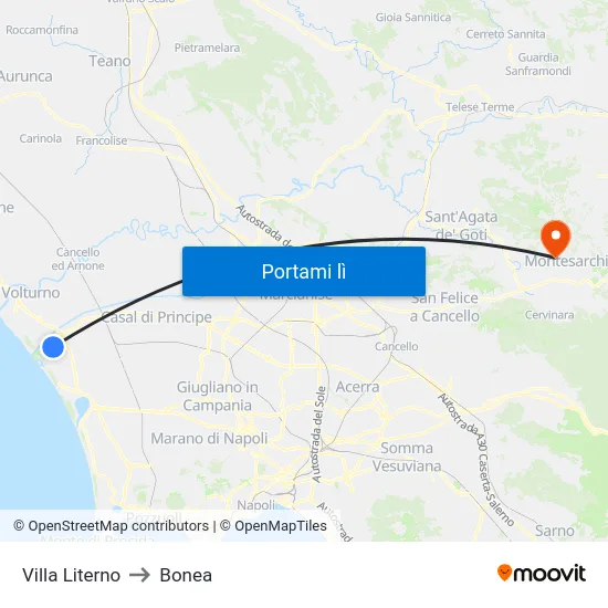 Villa Literno to Bonea map