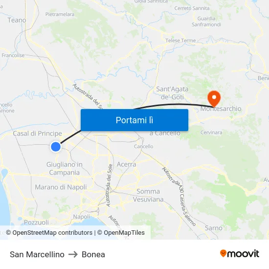 San Marcellino to Bonea map