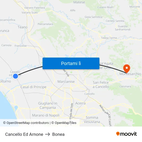 Cancello Ed Arnone to Bonea map