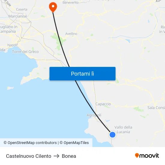 Castelnuovo Cilento to Bonea map