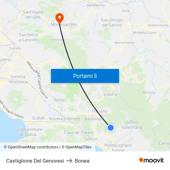 Castiglione Del Genovesi to Bonea map