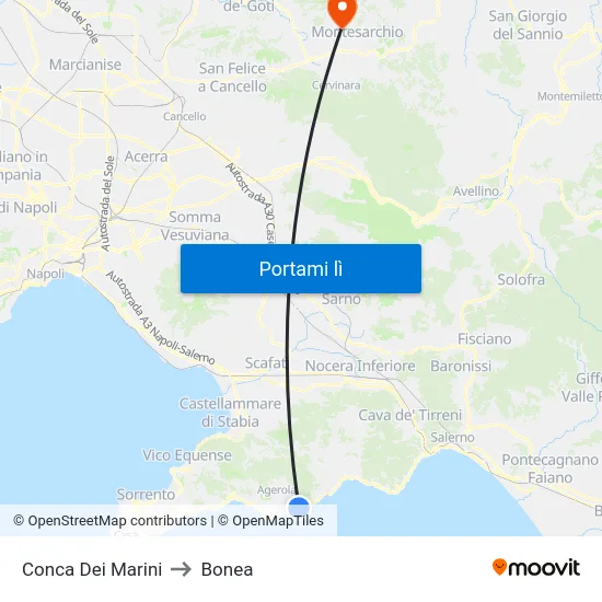 Conca Dei Marini to Bonea map