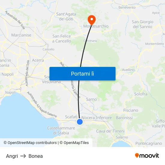Angri to Bonea map